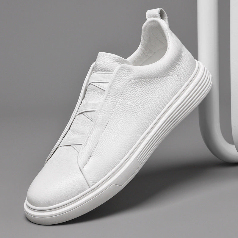 Auden | Men's Leather Slip-On Sneakers Elastic Strap Casual