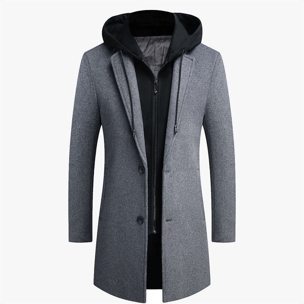 Thierry | Men's Removable-Hood Wool Overcoat
