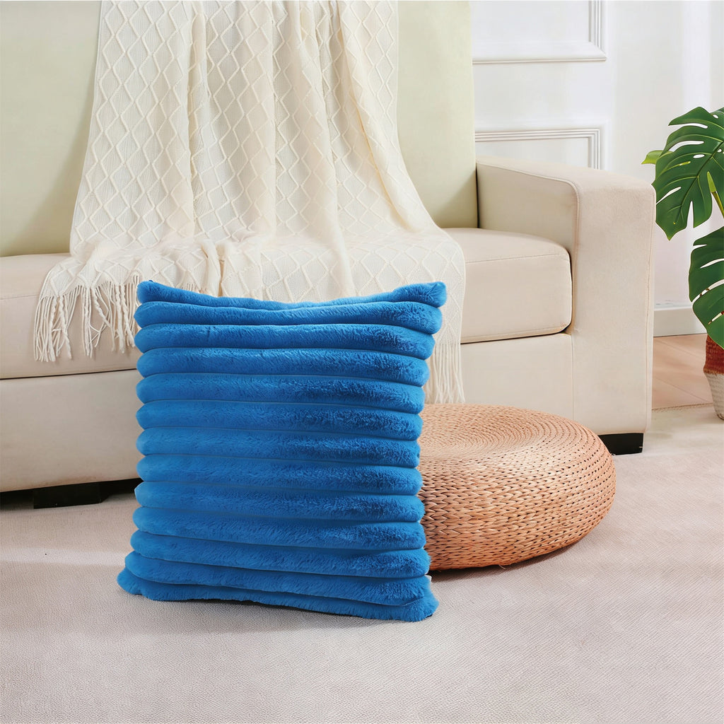 Nordic Stripe Plush Cushion Cover