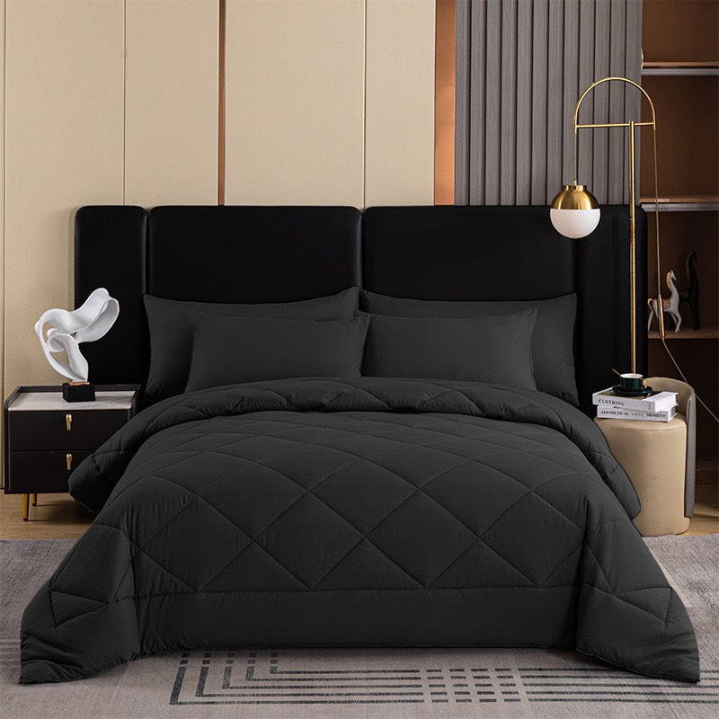 Solid Colour Quilted Duvet Insert & Pillowcase Set