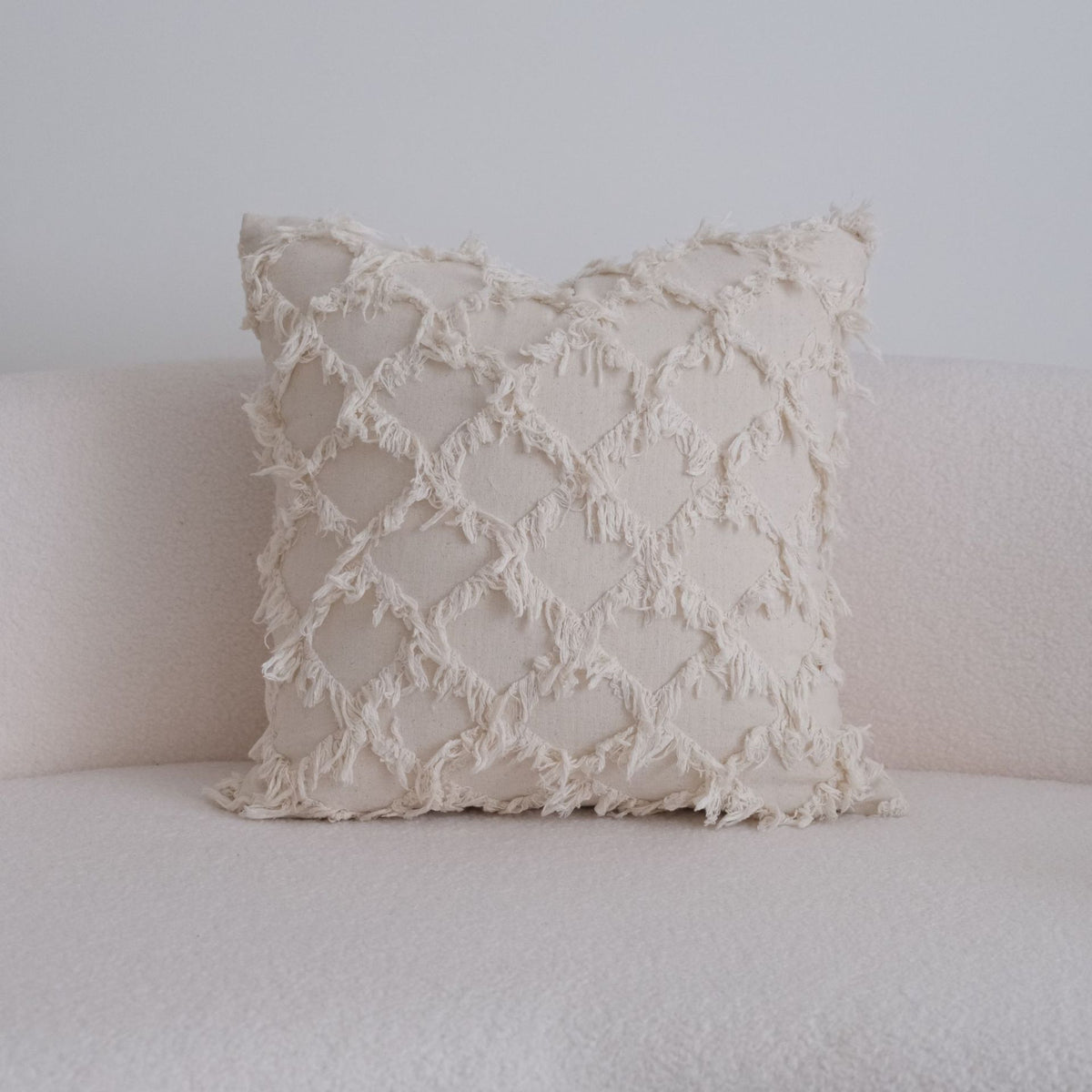 Cotton Linen Throw Pillow Cover | Lace Trim & Tassels