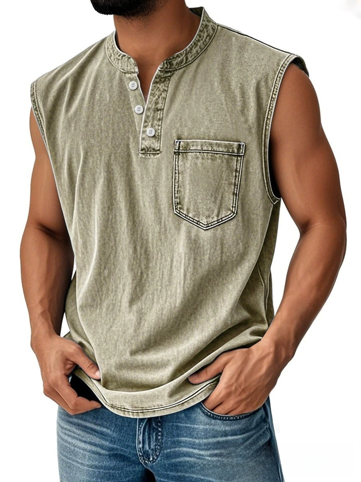 Olivier | Men's Sleeveless Button-Down Polo Vest