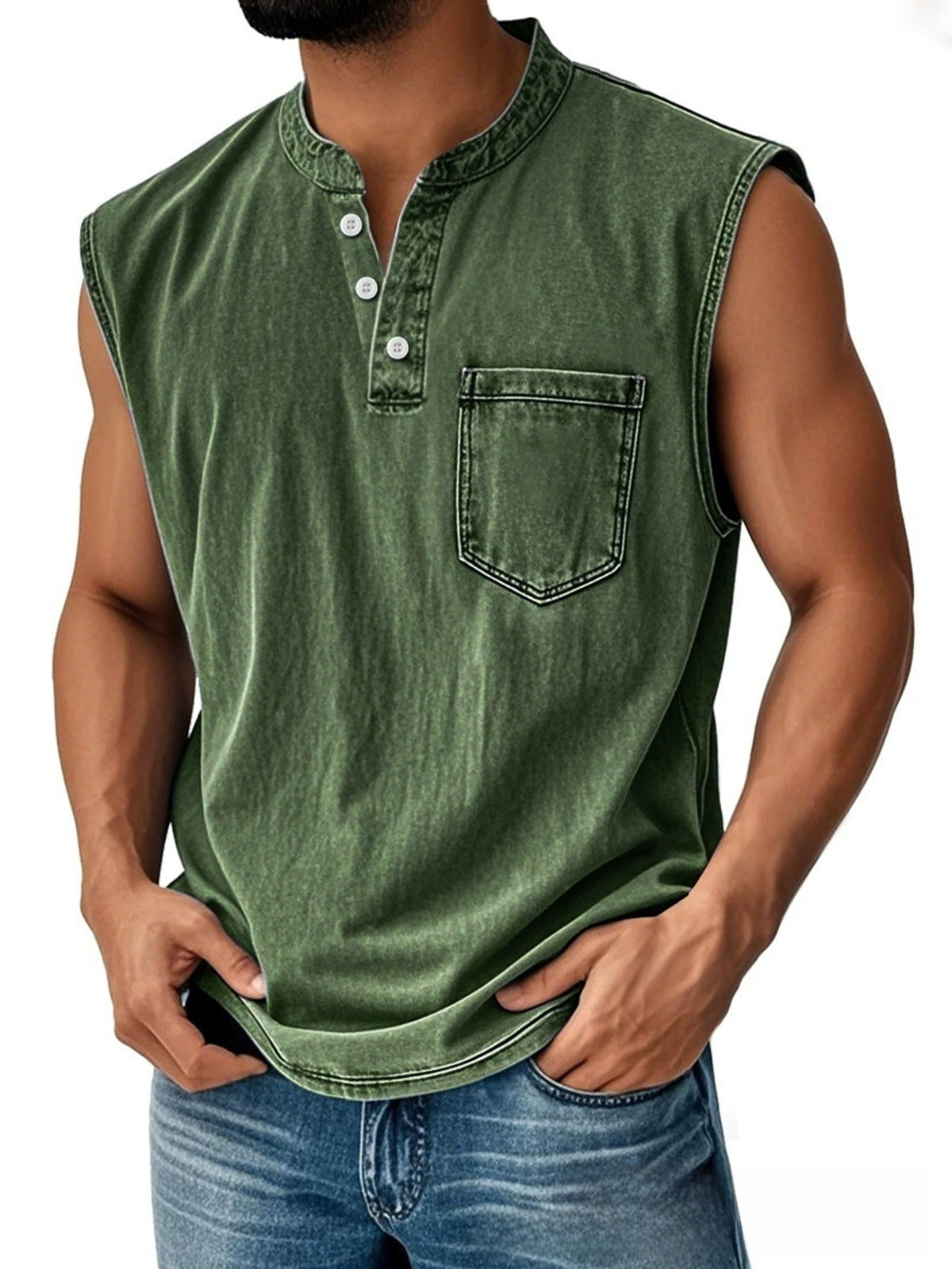 Olivier | Men's Sleeveless Button-Down Polo Vest