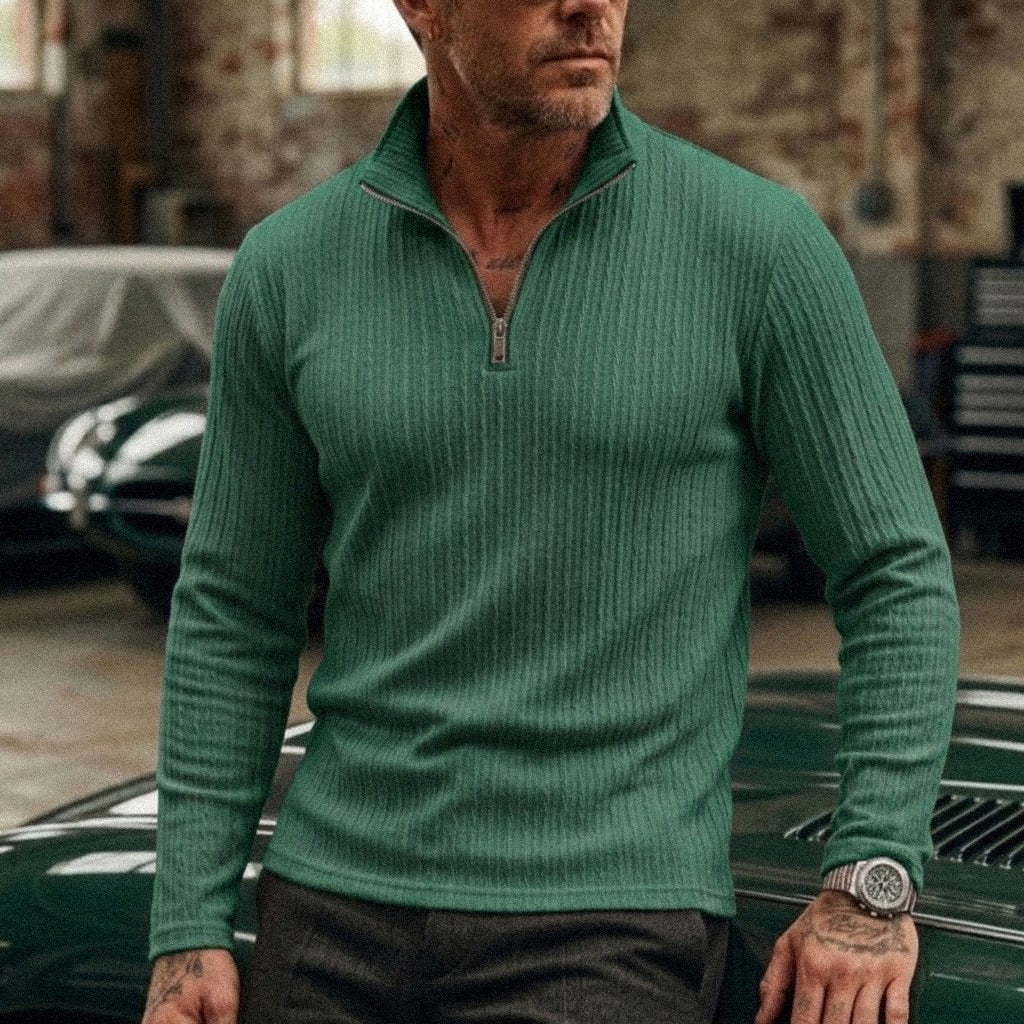 Gerard | Men's Jacquard Quarter-Zip Long-Sleeve Polo