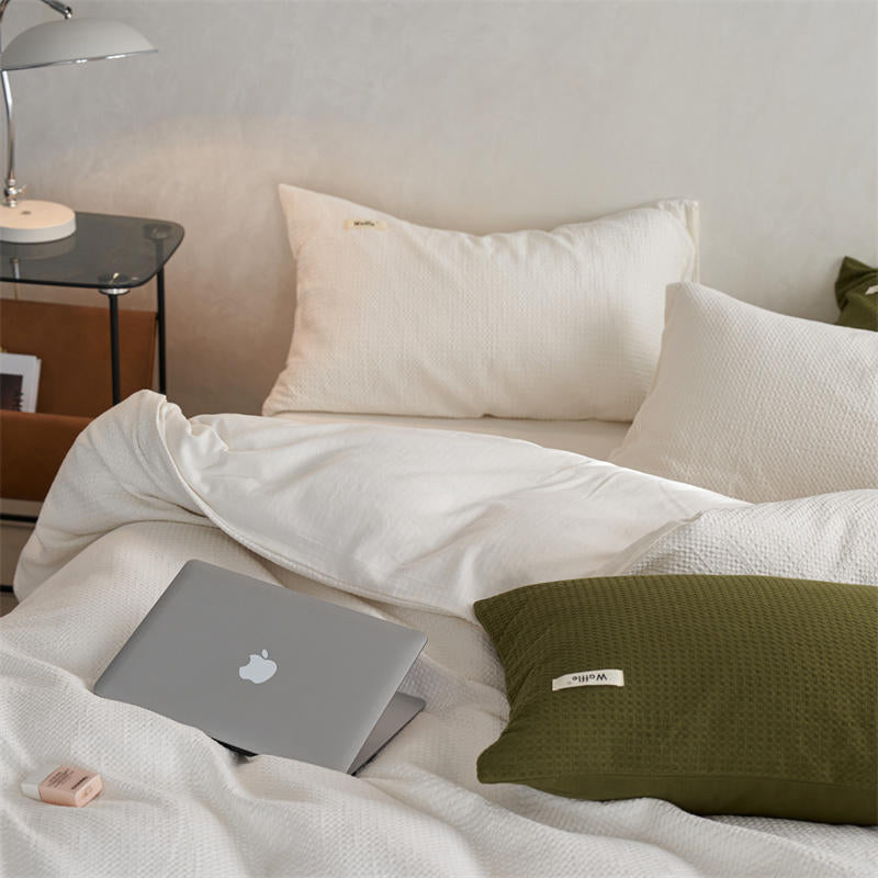 Waffle Weave Cotton Bedding Set