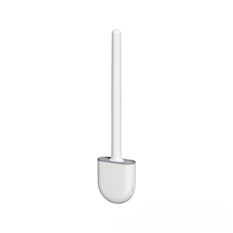 Flat-Bottom Silicone Toilet Brush — Matte Black Handle