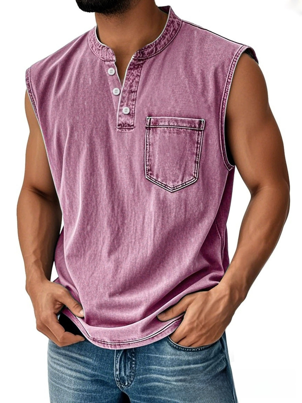 Olivier | Men's Sleeveless Button-Down Polo Vest