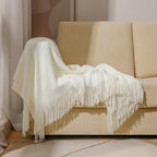 Knitted Tassel Throw Blanket