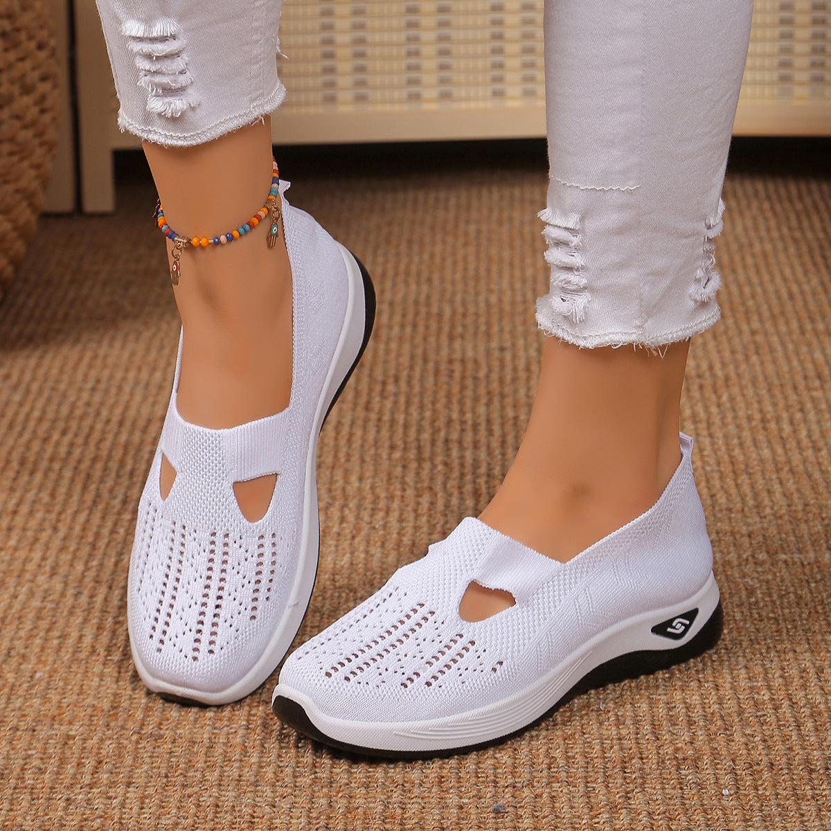 Aloriana mesh slip-on shoes in white
