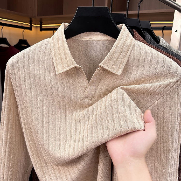 Adrien | Men's Long-Sleeve Ribbed Knit Polo Shirt