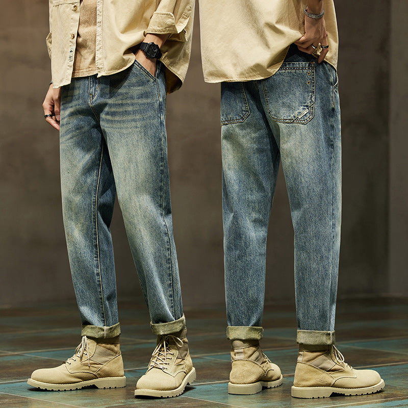 Mens Casual Loose Fit Denim Pants