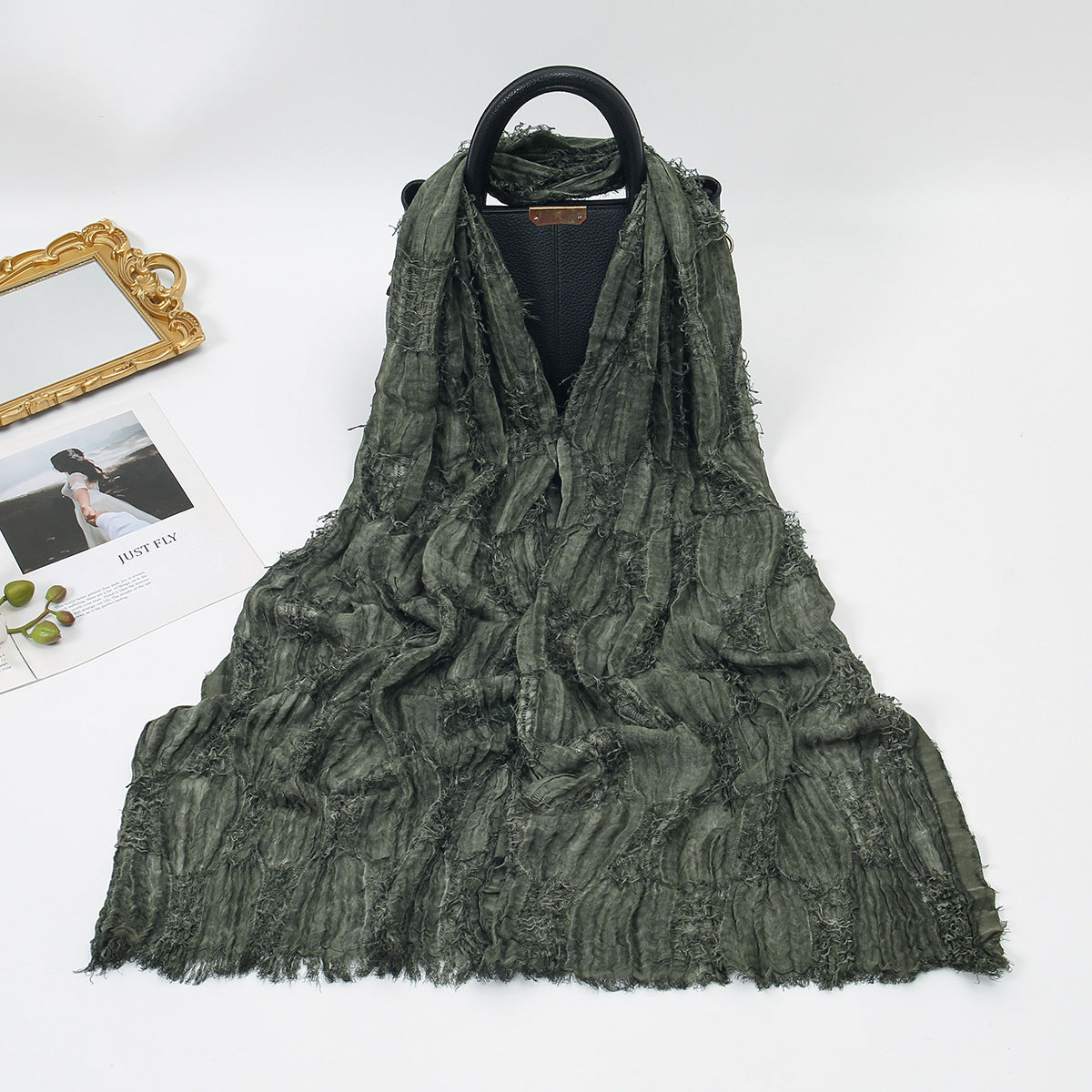 Bernadette | Distressed Fringe Cotton-Linen Shawl Scarf