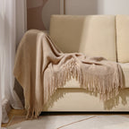 Knitted Tassel Throw Blanket