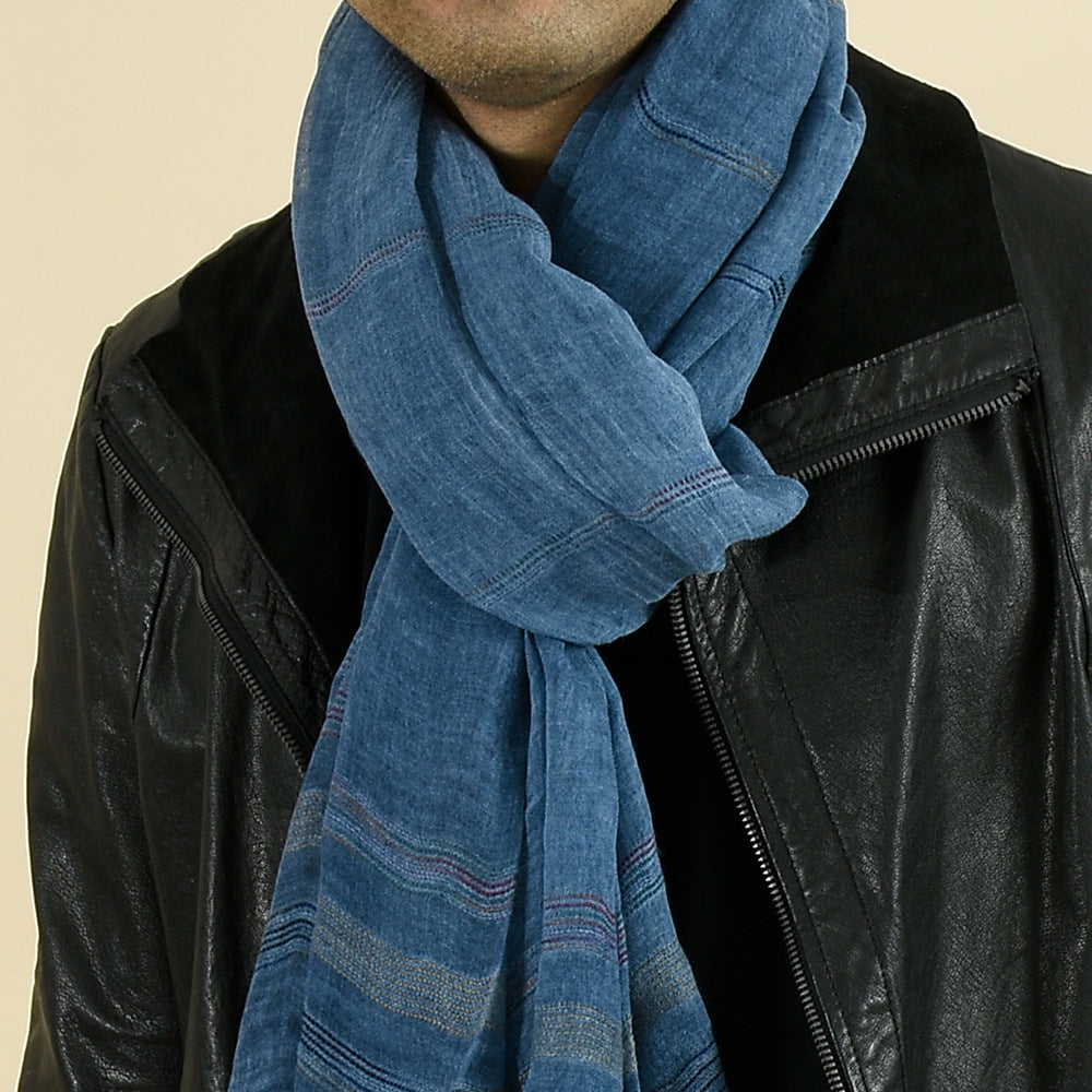 Leon | Men's Yarn-Dyed Striped Cotton-Modal Scarf