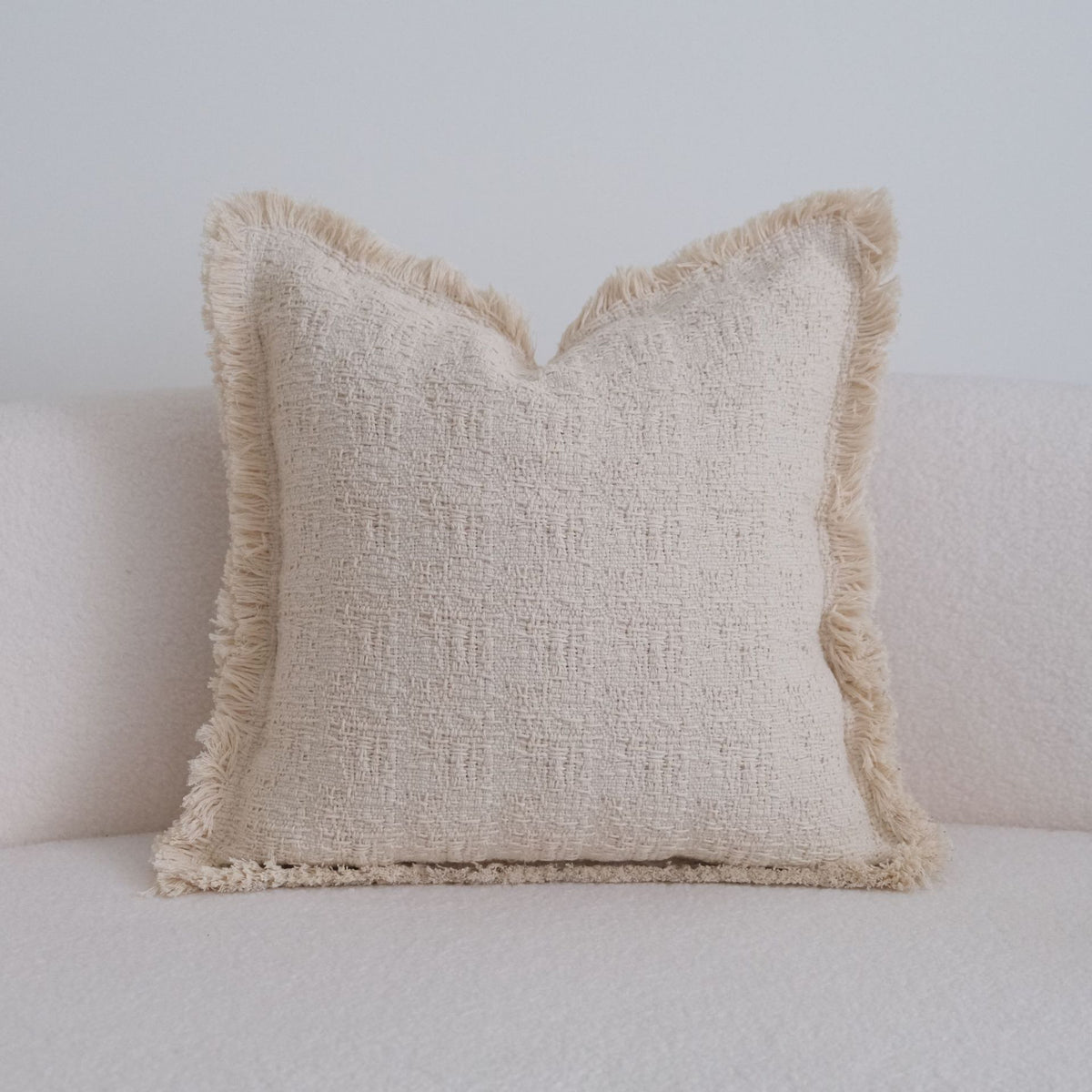 Cotton Linen Throw Pillow Cover | Lace Trim & Tassels