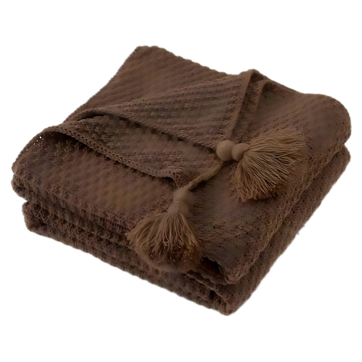 Osmanthus Knitted Throw Blanket with Tassels