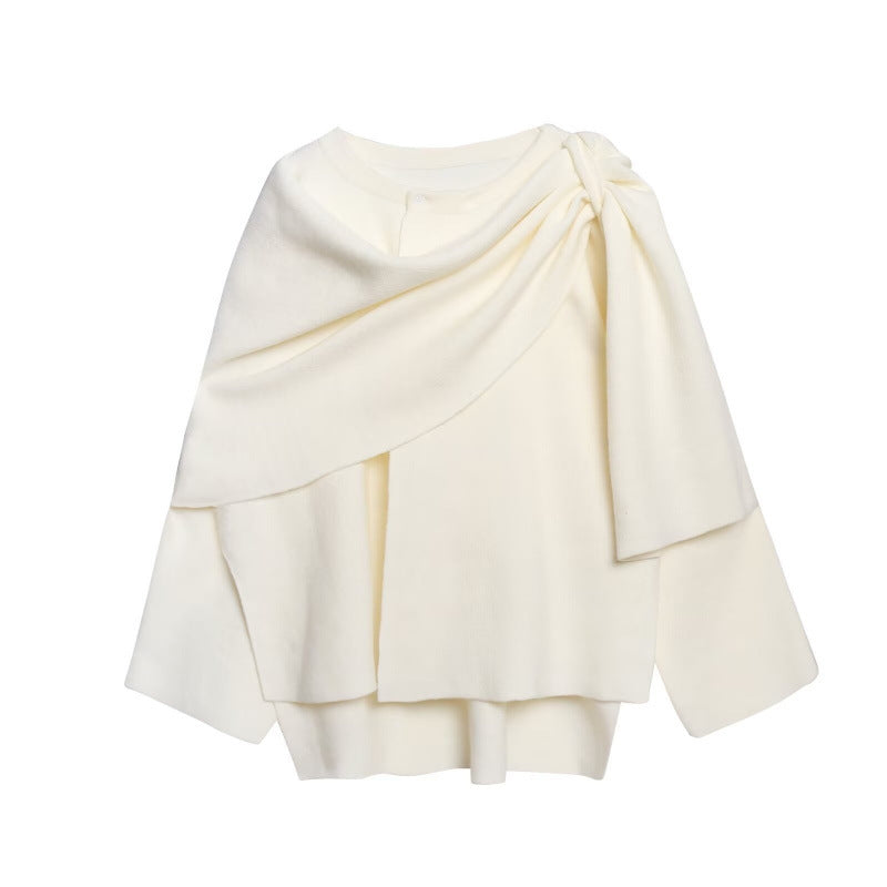 Oceane | Women's Asymmetric Scarf-Collar Knitted Coat