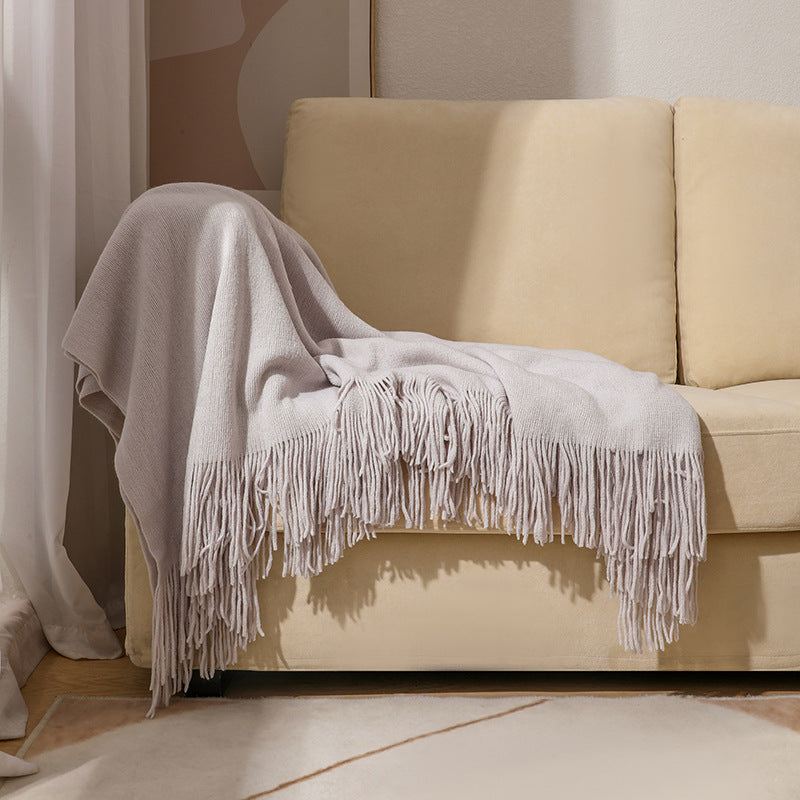Knitted Tassel Throw Blanket