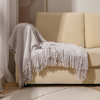 Knitted Tassel Throw Blanket