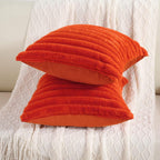 Nordic Stripe Plush Cushion Cover