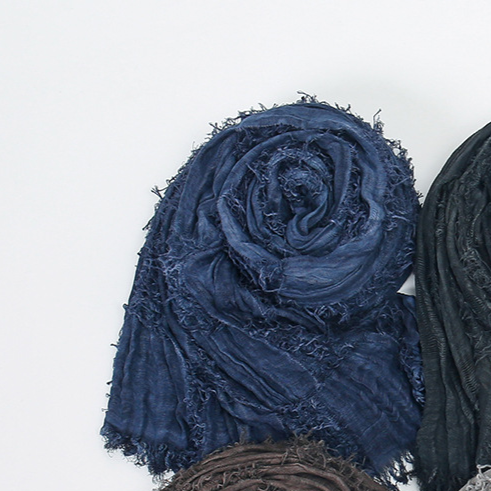 Bernadette | Distressed Fringe Cotton-Linen Shawl Scarf