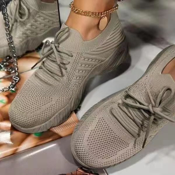 Harper mesh lace-up sneakers in khaki