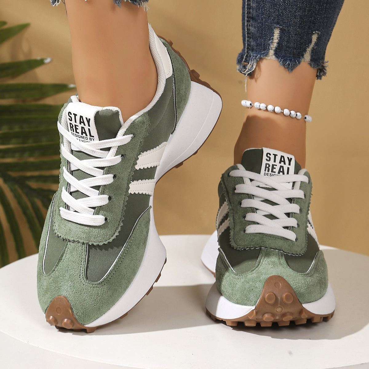 Danyzheiah colour-block sneakers in green