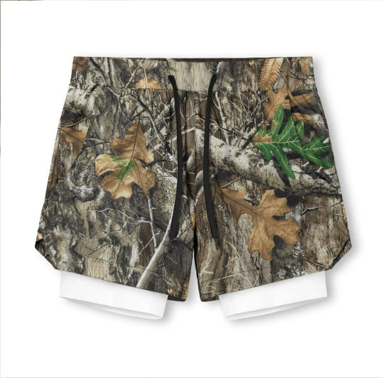Mens Double Layer Running Shorts Athletic Breathable Training Pants
