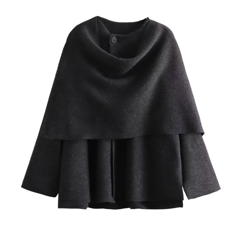 Oceane | Women's Asymmetric Scarf-Collar Knitted Coat