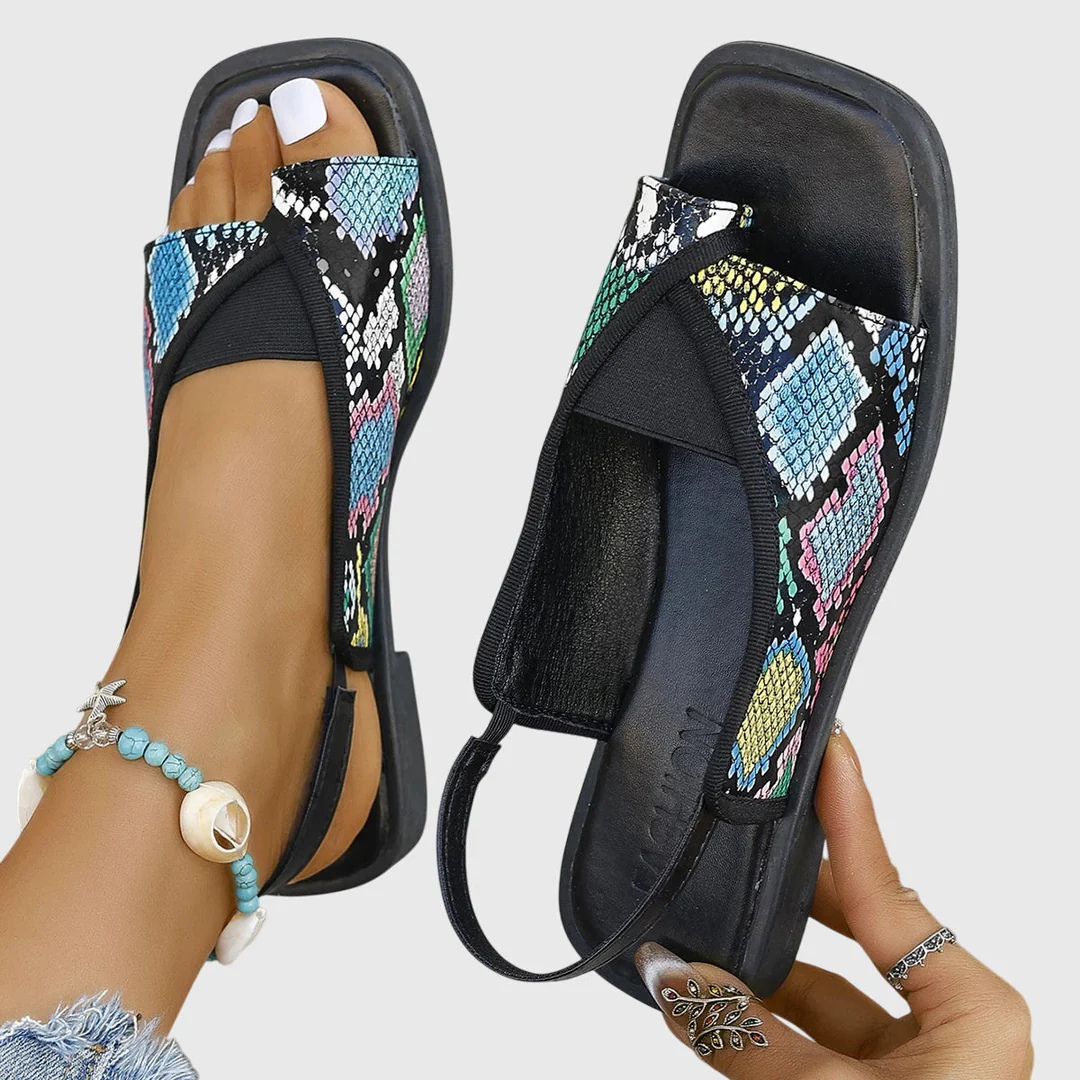 Mady Slip-On Sandals with Flat Sole and Square Toe