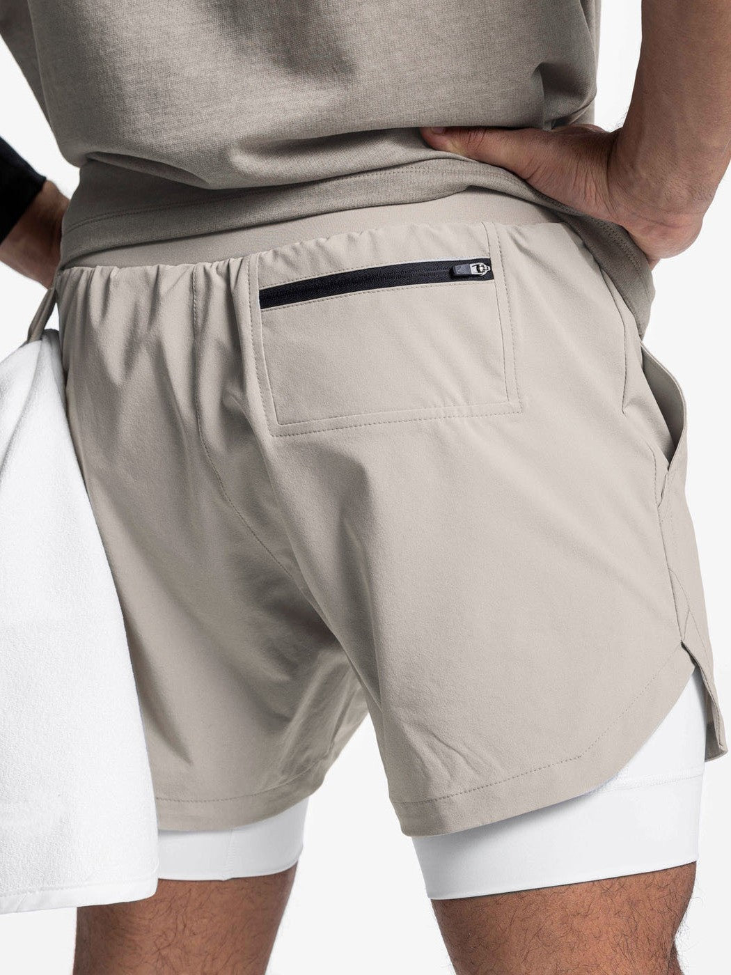 Mens Double Layer Running Shorts Athletic Breathable Training Pants