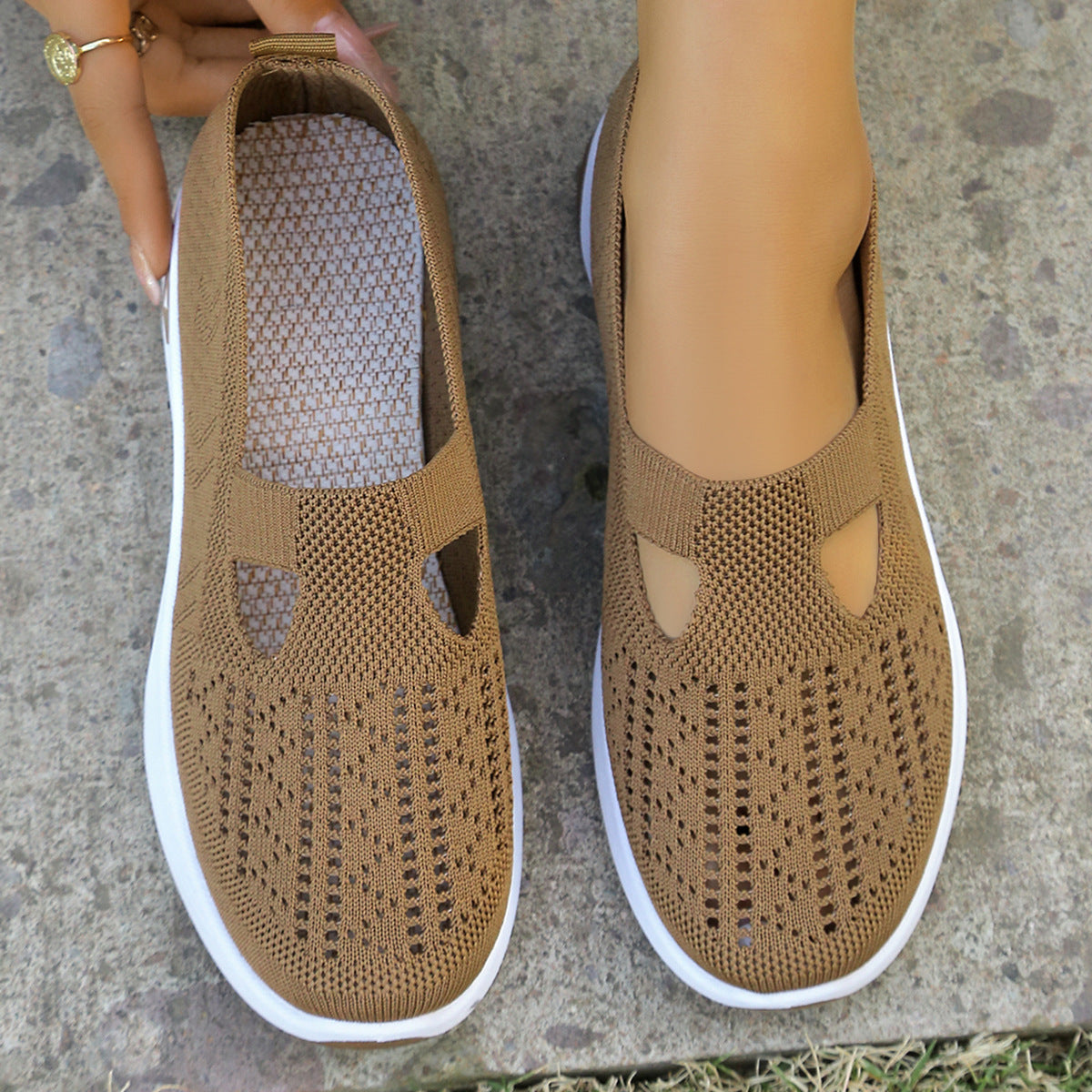 Aloriana mesh slip-on shoes in brown