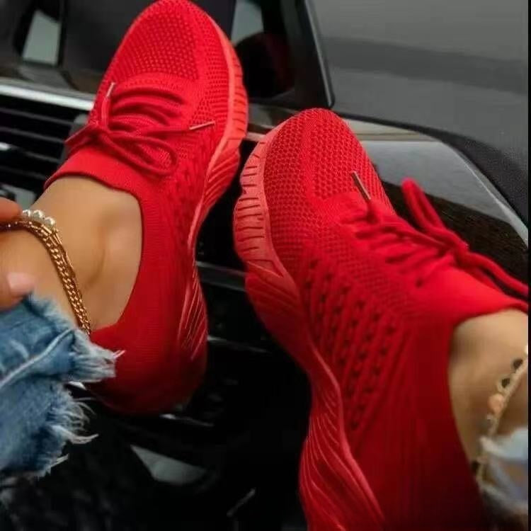 Harper mesh lace-up sneakers in red
