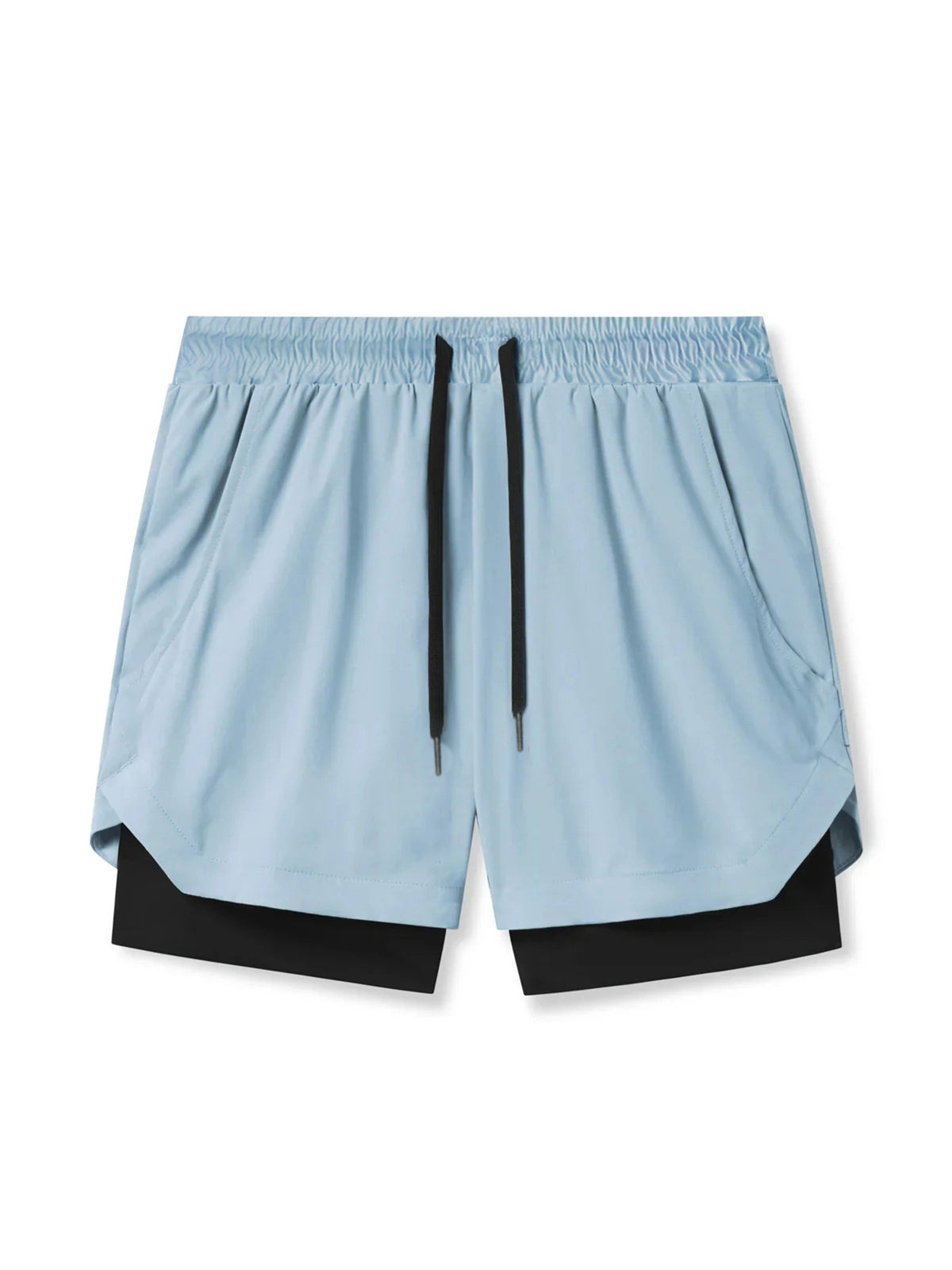 Mens Double Layer Running Shorts Athletic Breathable Training Pants