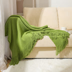 Knitted Tassel Throw Blanket