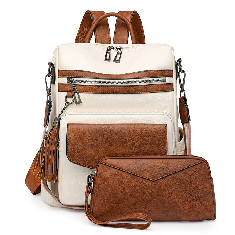 Solange | Women's Two-Tone Faux Leather Convertible Backpack