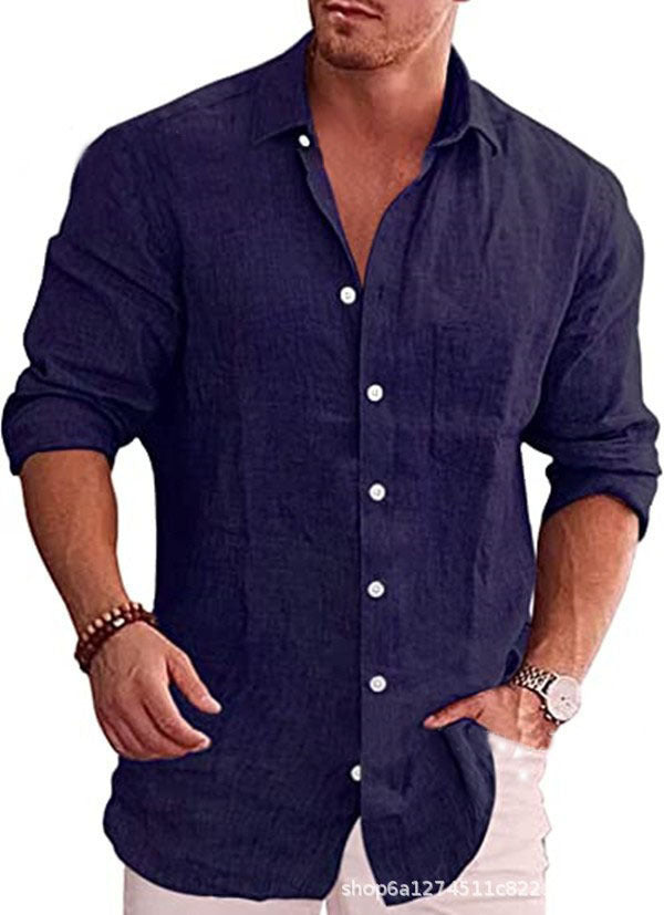 Loic | Men's Linen-Blend Lapel Collar Shirt