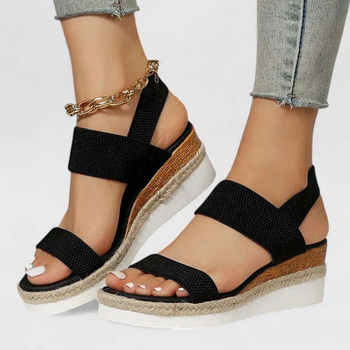 Mirella | Women's Knit Elastic-Strap Espadrille Wedge Sandals