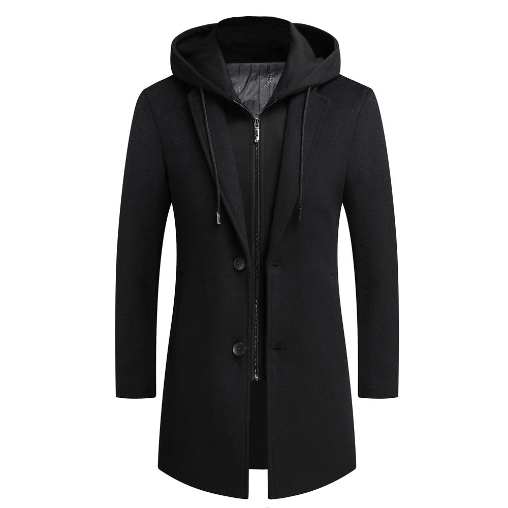 Thierry | Men's Removable-Hood Wool Overcoat