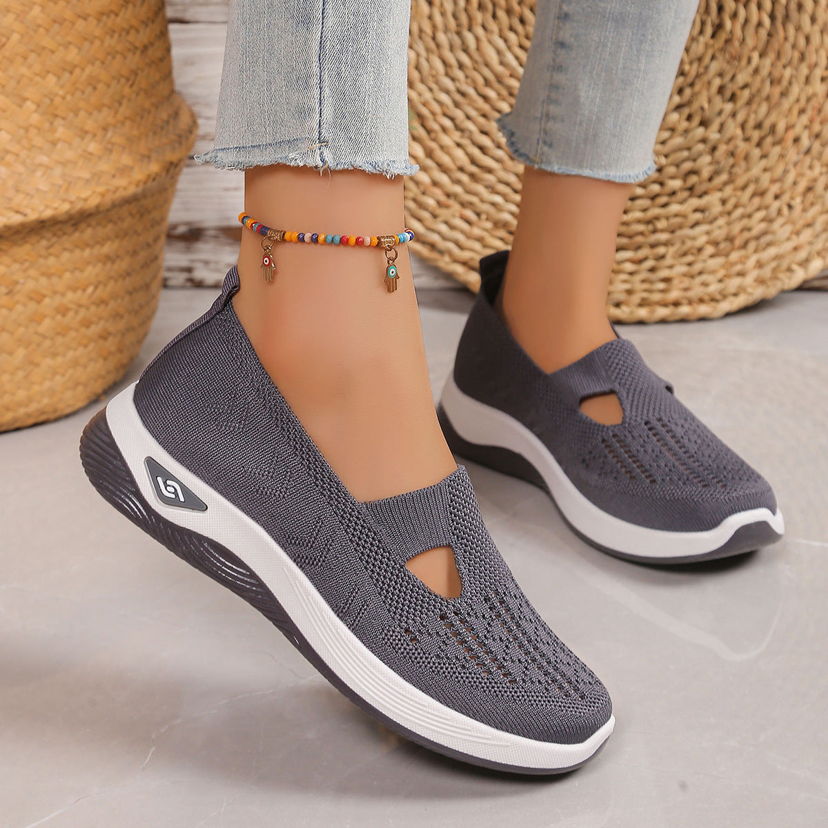 Aloriana mesh slip-on shoes in dark gray