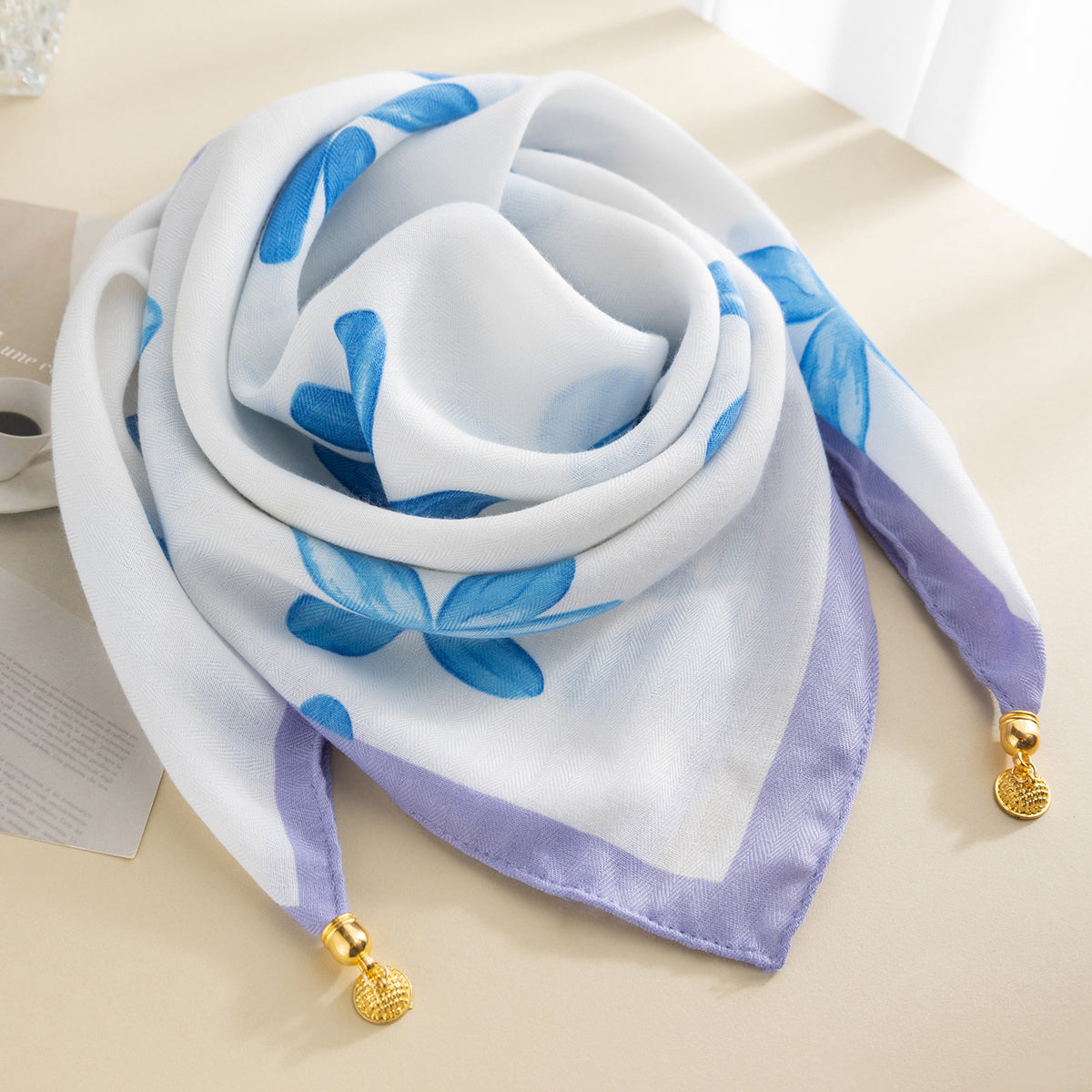 Josette | Magnetic-Clasp Cotton Square Scarf