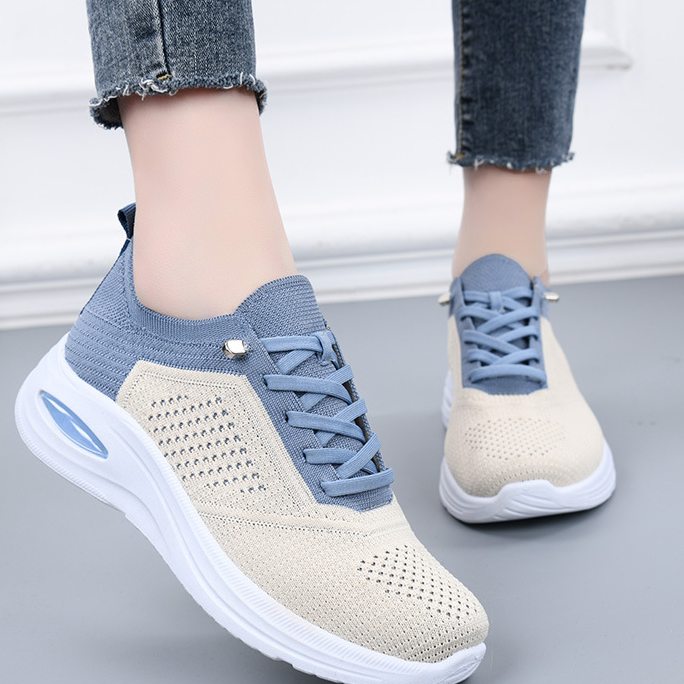 Cleo | Women's Breathable Knit Mesh Lace-Up Sneakers