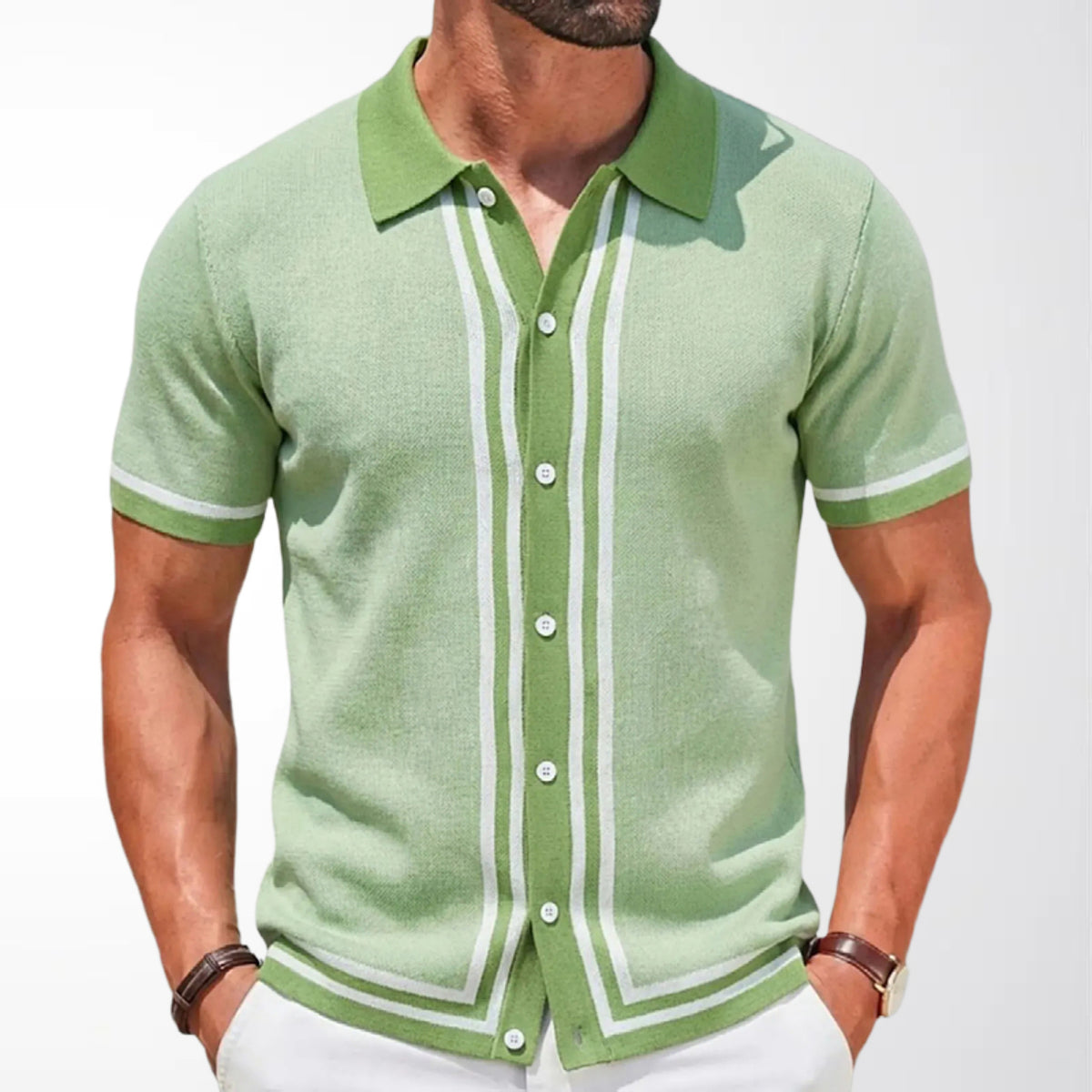 Ferdinand | Men's Striped Knit Short-Sleeve Polo Shirt