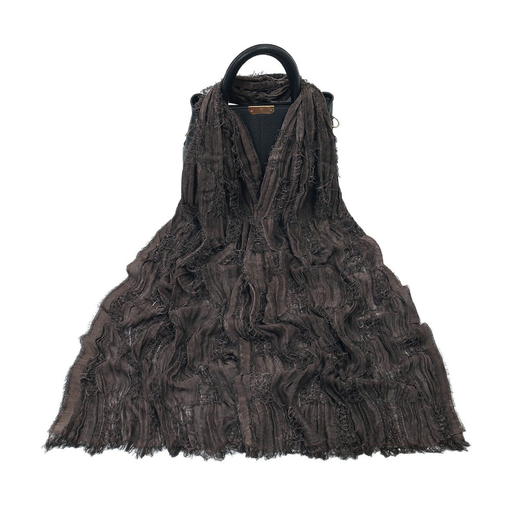 Bernadette | Distressed Fringe Cotton-Linen Shawl Scarf