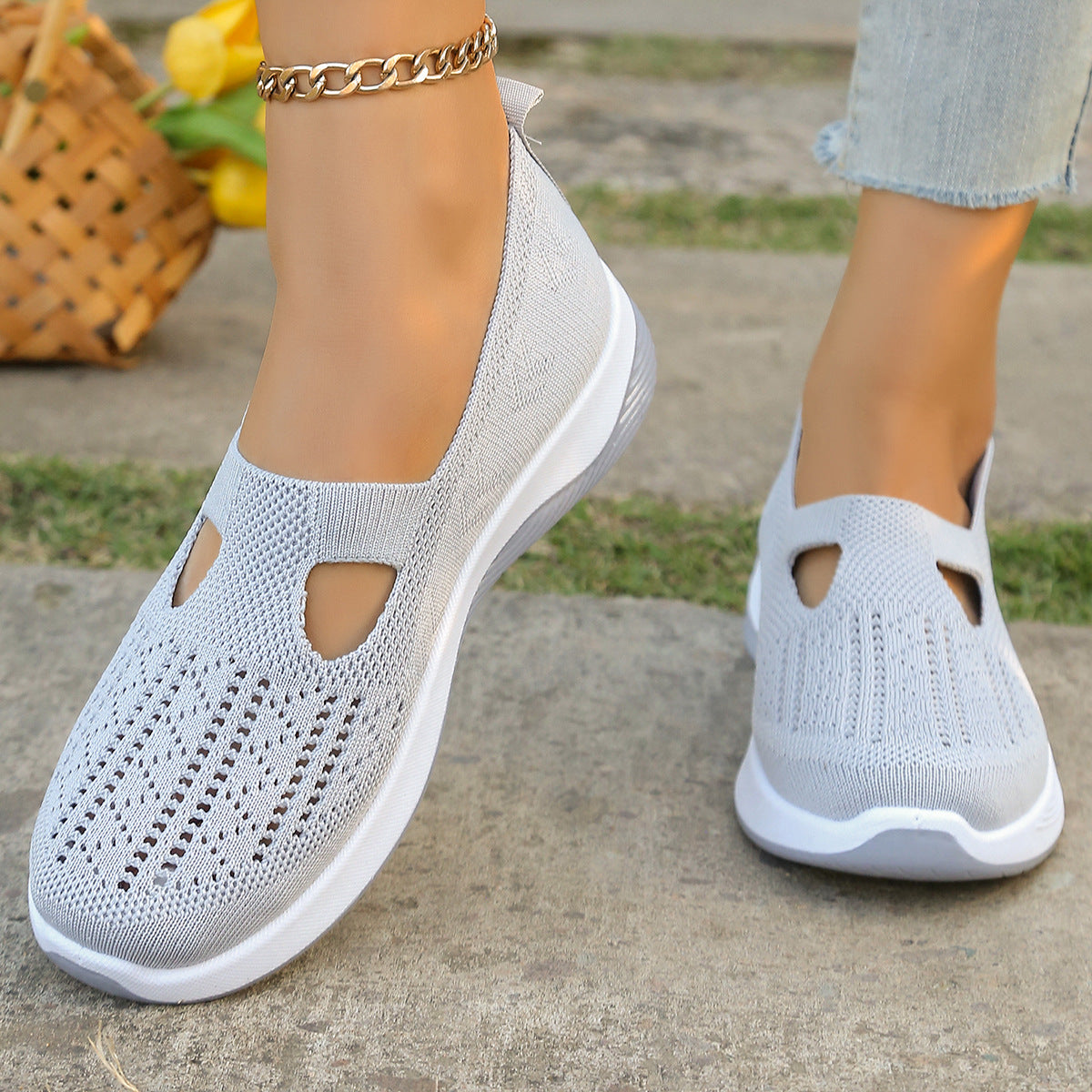 Aloriana mesh slip-on shoes in gray