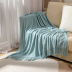 Knitted Tassel Throw Blanket