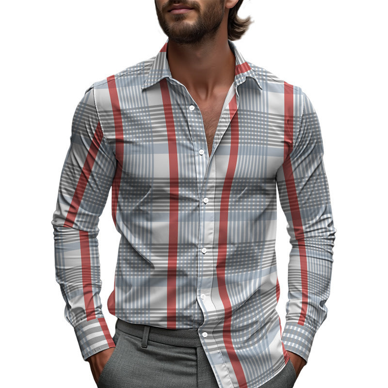 Marceau | Men's Printed Long-Sleeve Casual Shirt
