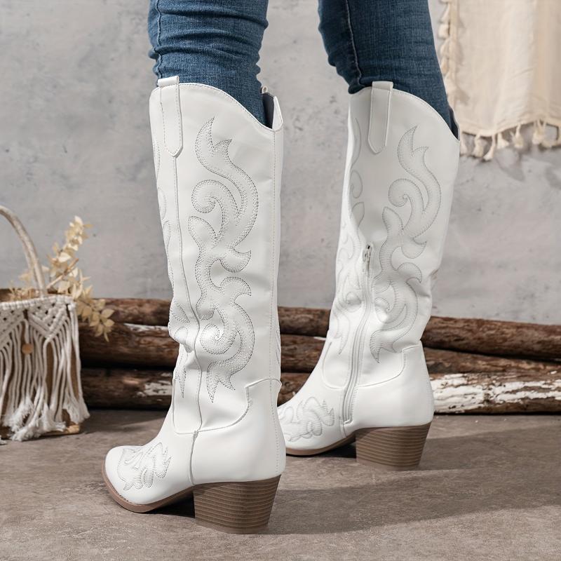 Elise | Women's Embroidered Mid-Heel Cowboy Boots