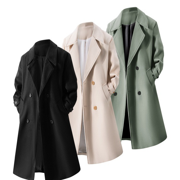 Noor | Women's Double-Breasted Mid-Length Wool-Blend Coat