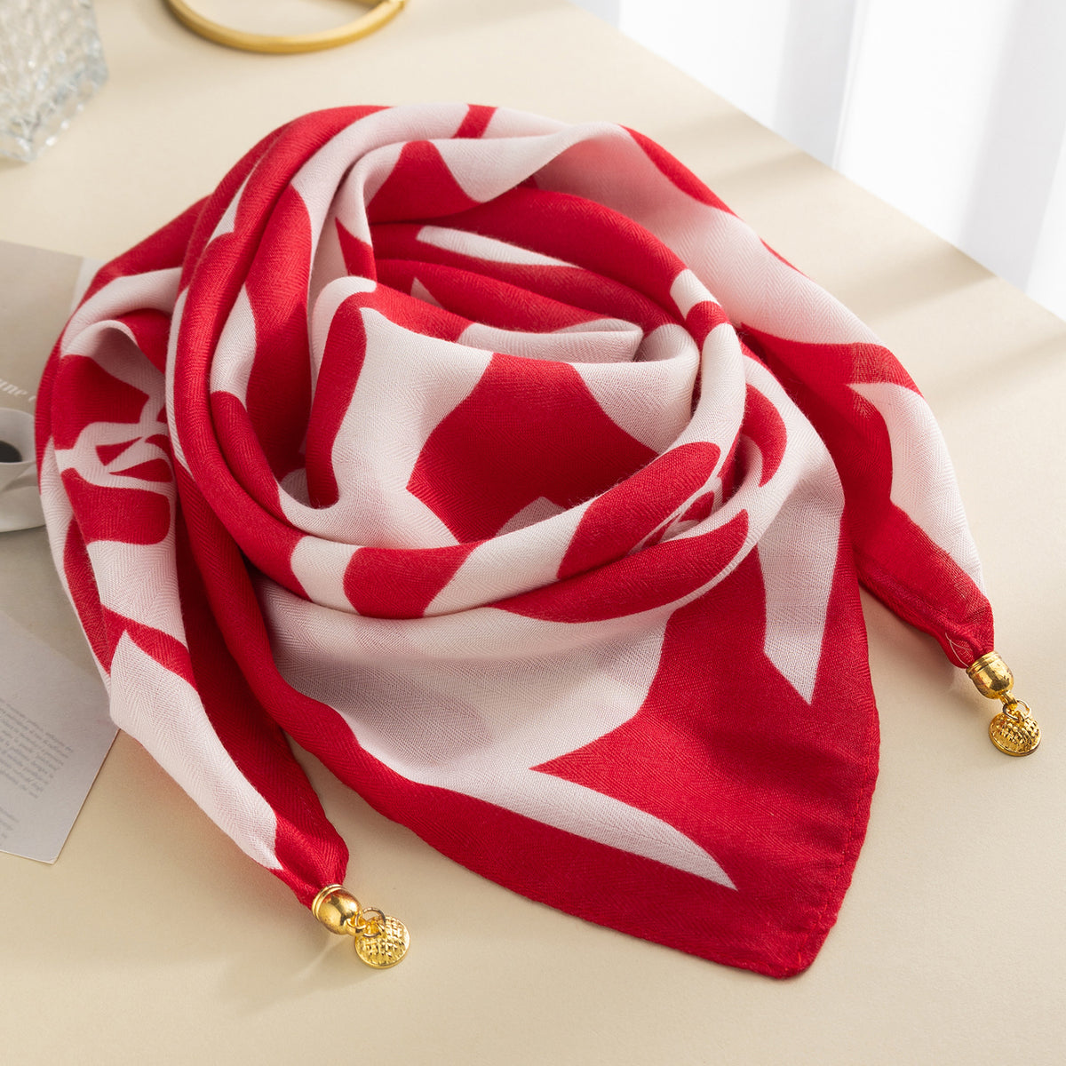 Josette | Magnetic-Clasp Cotton Square Scarf